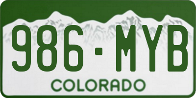 CO license plate 986MYB