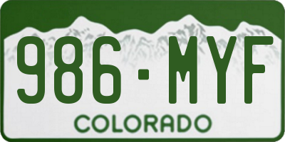 CO license plate 986MYF