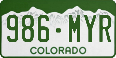 CO license plate 986MYR