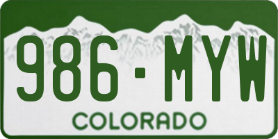CO license plate 986MYW