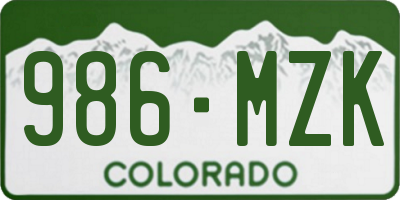 CO license plate 986MZK