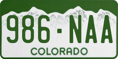 CO license plate 986NAA