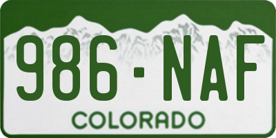 CO license plate 986NAF