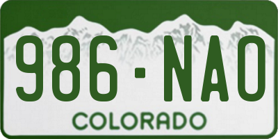 CO license plate 986NAO