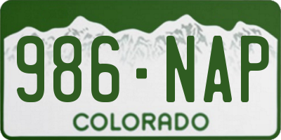 CO license plate 986NAP