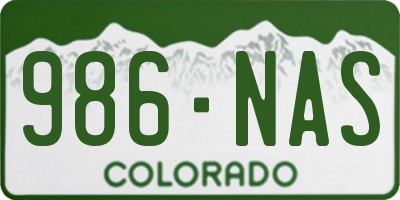 CO license plate 986NAS