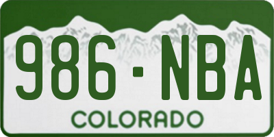 CO license plate 986NBA