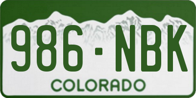 CO license plate 986NBK