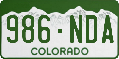 CO license plate 986NDA