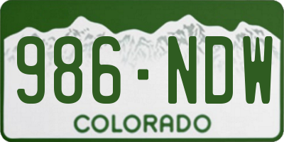 CO license plate 986NDW