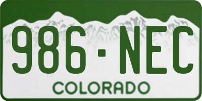 CO license plate 986NEC