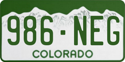 CO license plate 986NEG