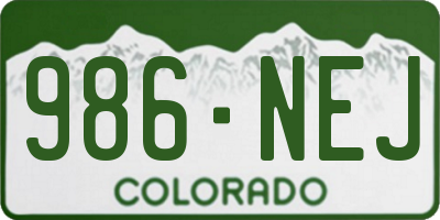 CO license plate 986NEJ