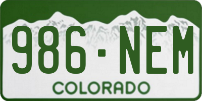 CO license plate 986NEM