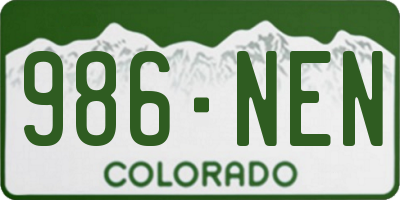 CO license plate 986NEN