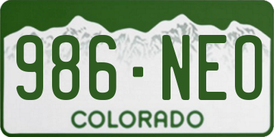 CO license plate 986NEO