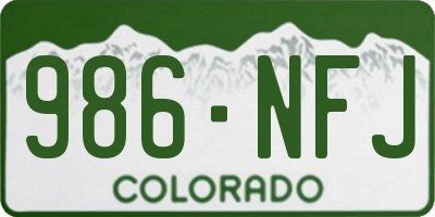 CO license plate 986NFJ