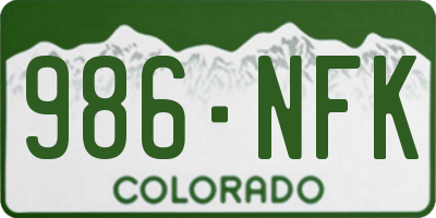 CO license plate 986NFK