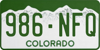 CO license plate 986NFQ