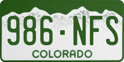 CO license plate 986NFS