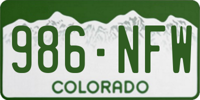 CO license plate 986NFW