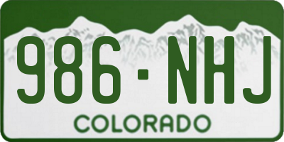CO license plate 986NHJ