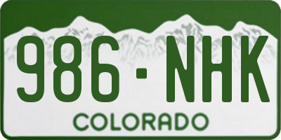 CO license plate 986NHK