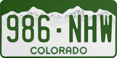 CO license plate 986NHW