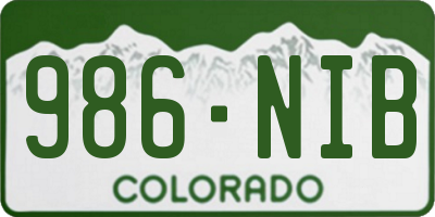 CO license plate 986NIB