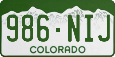 CO license plate 986NIJ