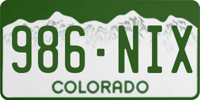 CO license plate 986NIX