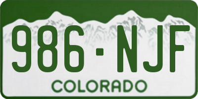 CO license plate 986NJF