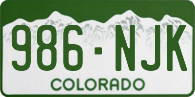 CO license plate 986NJK