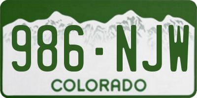 CO license plate 986NJW