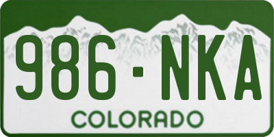 CO license plate 986NKA