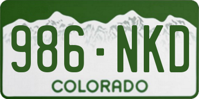 CO license plate 986NKD