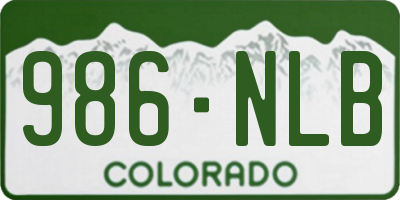 CO license plate 986NLB
