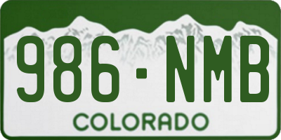 CO license plate 986NMB