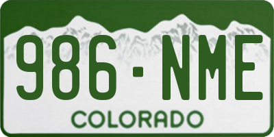 CO license plate 986NME