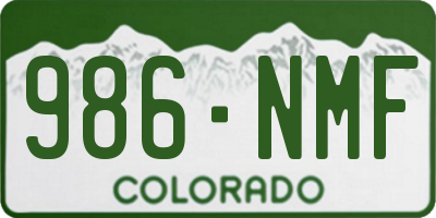 CO license plate 986NMF