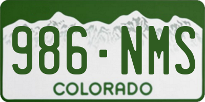 CO license plate 986NMS