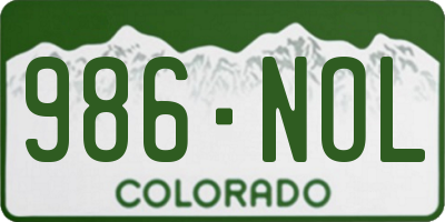 CO license plate 986NOL
