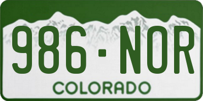 CO license plate 986NOR