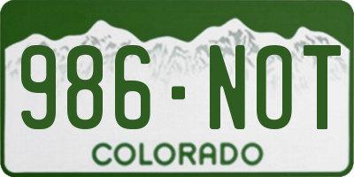 CO license plate 986NOT