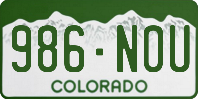 CO license plate 986NOU