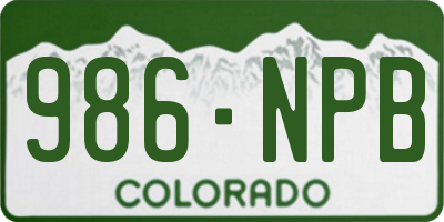 CO license plate 986NPB