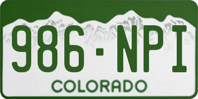 CO license plate 986NPI