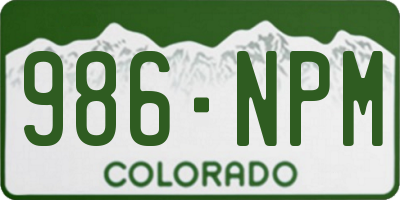 CO license plate 986NPM