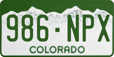 CO license plate 986NPX