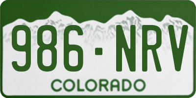 CO license plate 986NRV